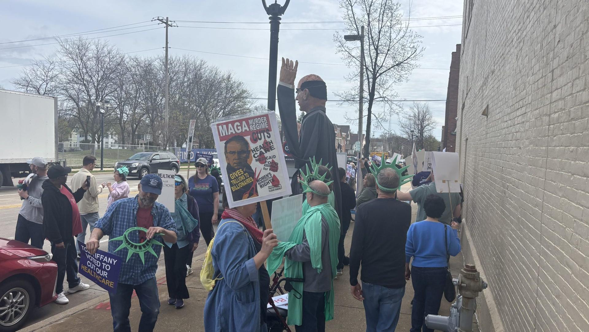 ‘Tiffany loves billionaires’: Union members protest outside Milwaukee GOP office